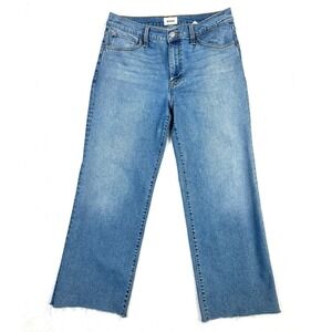 Hudson Rosalie Cropp Wide Leg Jeans Distressed Raw Hem Women's Size: 30-or 33" W